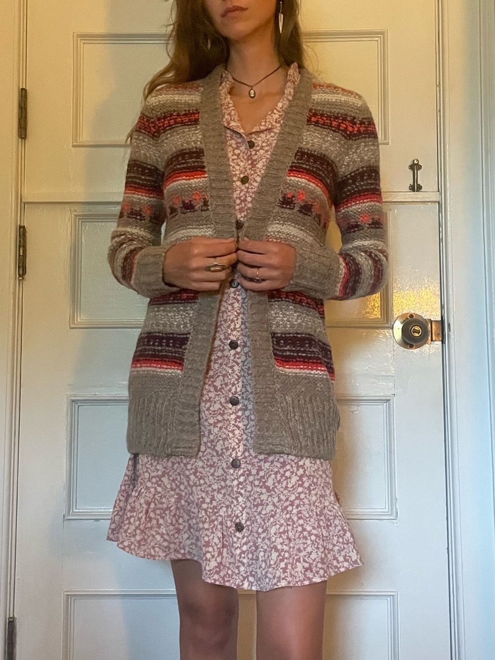 Striped Knit Cardigan Sweater